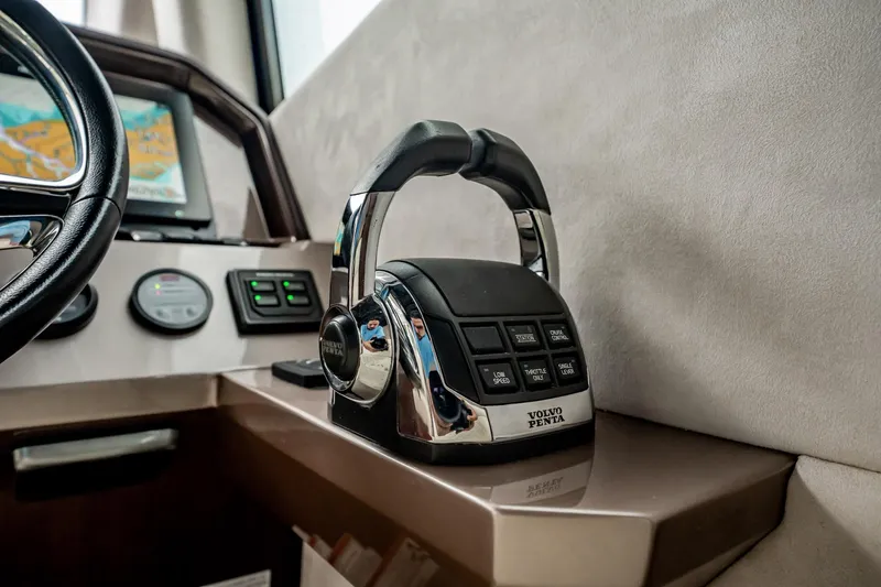 Bikini Blues Yacht Photos Pics Control panel of 2017 Galeon 510 Sky yacht with Volvo Penta throttle.