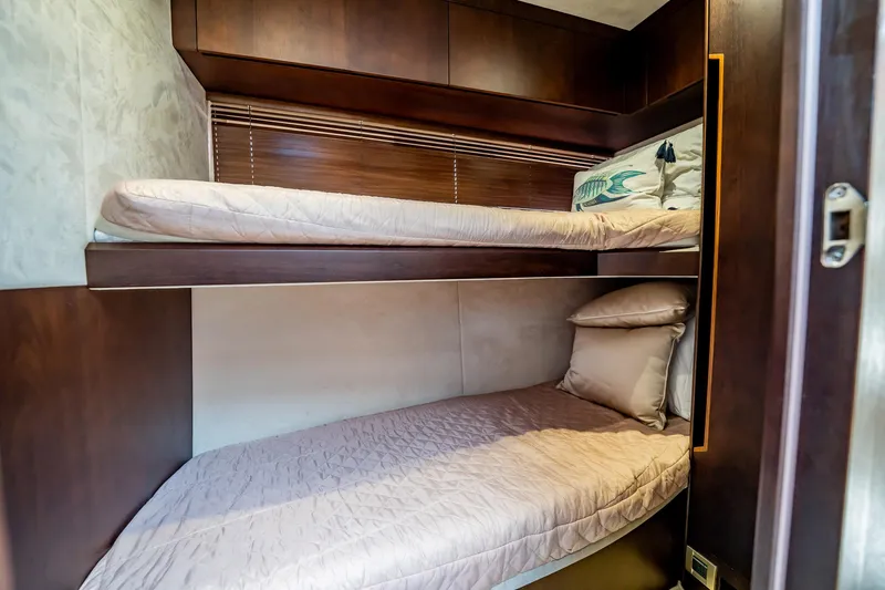 Bikini Blues Yacht Photos Pics Bunk beds in 2017 Galeon 510 Sky yacht cabin with wooden finish.