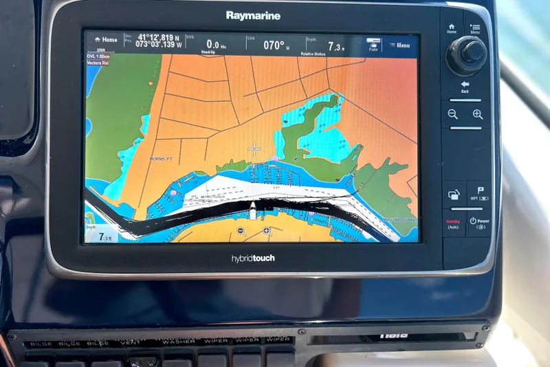  Yacht Photos Pics Raymarine GPS display on 2008 Tiara Yachts 3500 Sovran, showing nautical chart.