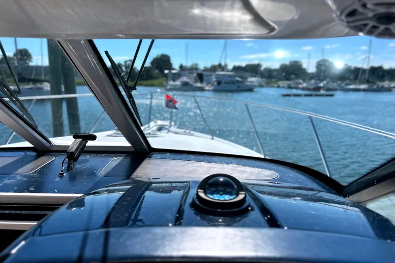  Yacht Photos Pics Interior view of 2008 Tiara Yachts 3500 Sovran overlooking marina.