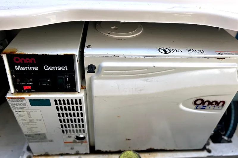  Yacht Photos Pics Onan Marine Genset in 2008 Tiara Yachts 3500 Sovran, labeled "No Step."