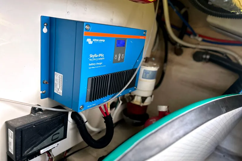  Yacht Photos Pics Battery charger in 2008 Tiara Yachts 3500 Sovran engine room, featuring Victron Energy Skylla-IP65.