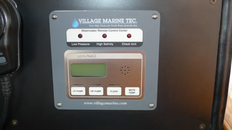 Dakota Yacht Photos Pics Village Marine Tec. watermaker control panel on 1953 De Vries Lentsch 68 Motoryacht.