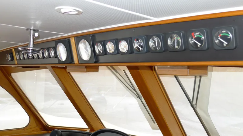 Dakota Yacht Photos Pics Instrument panel of a 1953 De Vries Lentsch 68 Motoryacht.