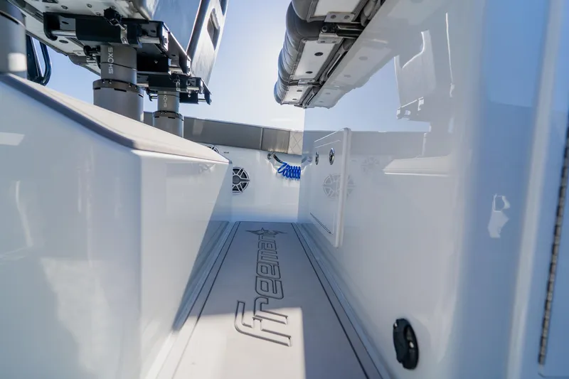 Reel Blessed Yacht Photos Pics 2025 Freeman 42LR boat interior with sleek design and advanced equipment.