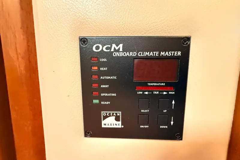Nomad Yacht Photos Pics Onboard Climate Master control panel in a 2000 Nordic Tug 37 boat.