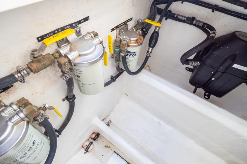  Yacht Photos Pics Fuel system components in a 2015 Intrepid 400 Center Console boat.