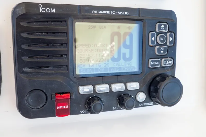  Yacht Photos Pics Icom VHF Marine IC-M506 radio on 2015 Intrepid 400 Center Console boat.