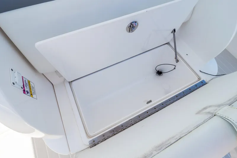  Yacht Photos Pics Open storage compartment on a 2015 Intrepid 400 Center Console boat.