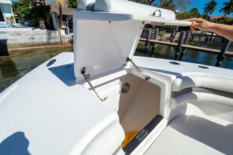  Yacht Photos Pics 2015 Intrepid 400 Center Console boat with open storage compartment.