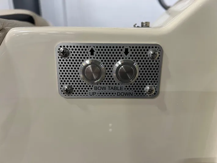  Yacht Photos Pics Control panel for bow table adjustment on 2023 Chris-Craft Calypso 35 boat.