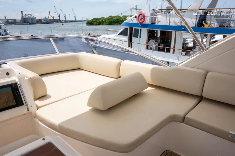 The Real D Yacht Photos Pics Azimut 60 Flybridge 2013 yacht with spacious outdoor seating area.