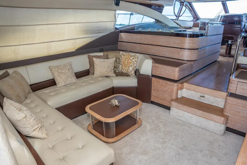 The Real D Yacht Photos Pics Luxurious interior of 2013 Azimut 60 Flybridge yacht with elegant seating and modern design.