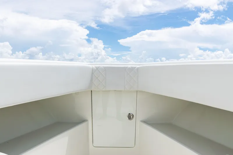  Yacht Photos Pics 2017 SeaVee 370z boat interior with clear sky background.