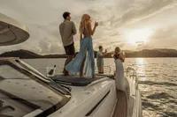 People enjoying sunset on a 2022 Nimbus T11 yacht.