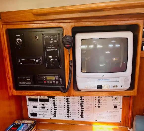 Sail N By Yacht Photos Pics Control panel and TV setup in a 2001 Catalina 400 MkII yacht.