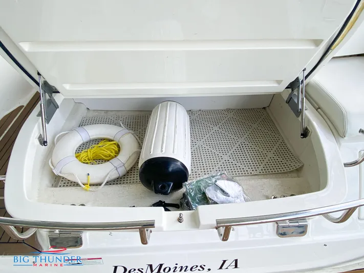  Yacht Photos Pics Storage compartment of a 2010 Sea Ray 470 Sundancer with boating equipment.