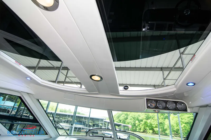  Yacht Photos Pics Interior view of 2010 Sea Ray 470 Sundancer with sunroof and modern lighting.