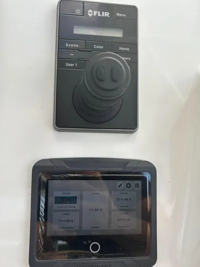 Voyager Yacht Photos Pics Control panel and display screen on a 2023 Bali 5.4 yacht.