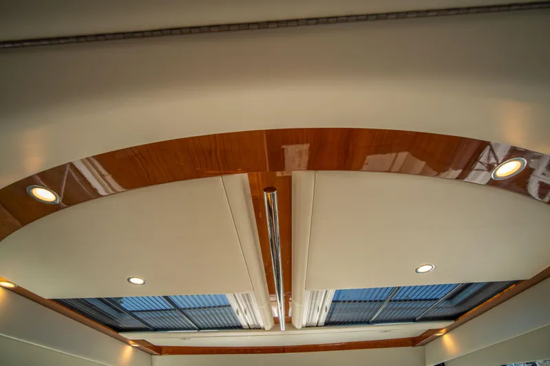  Yacht Photos Pics Interior ceiling of 2020 Riviera 525 SUV with skylights and recessed lighting.