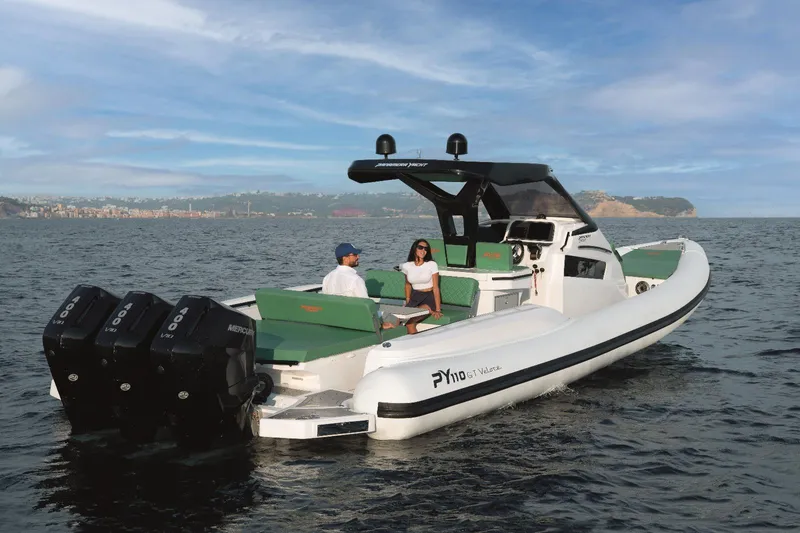  Yacht Photos Pics 2025 Panamera Yacht PY 110 Veloce cruising on open water with passengers.