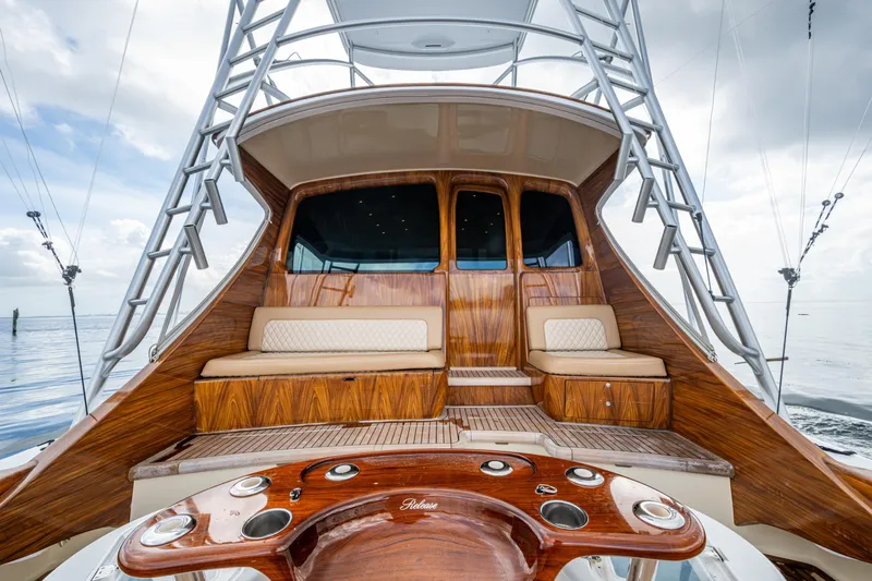 Flying B Yacht Photos Pics Luxurious 2018 French Yachts Custom Express Sportfish with elegant wood finish and seating.