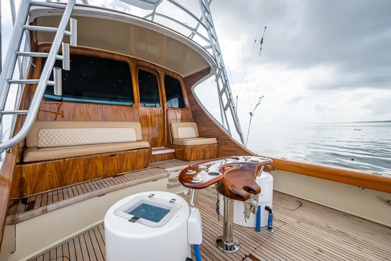 Flying B Yacht Photos Pics Luxurious 2018 French Yachts Custom Express Sportfish with elegant wood finish and spacious deck.