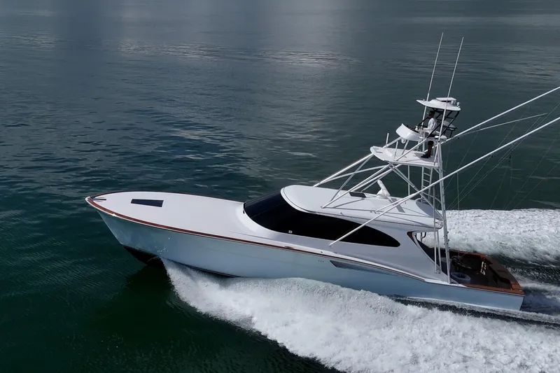 Flying B Yacht Photos Pics 2018 French Yachts Custom Express Sportfish cruising on calm waters.