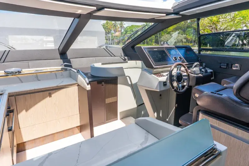 No Name Yacht Photos Pics Luxurious interior of 2019 Azimut S7 yacht with modern helm and sleek design.