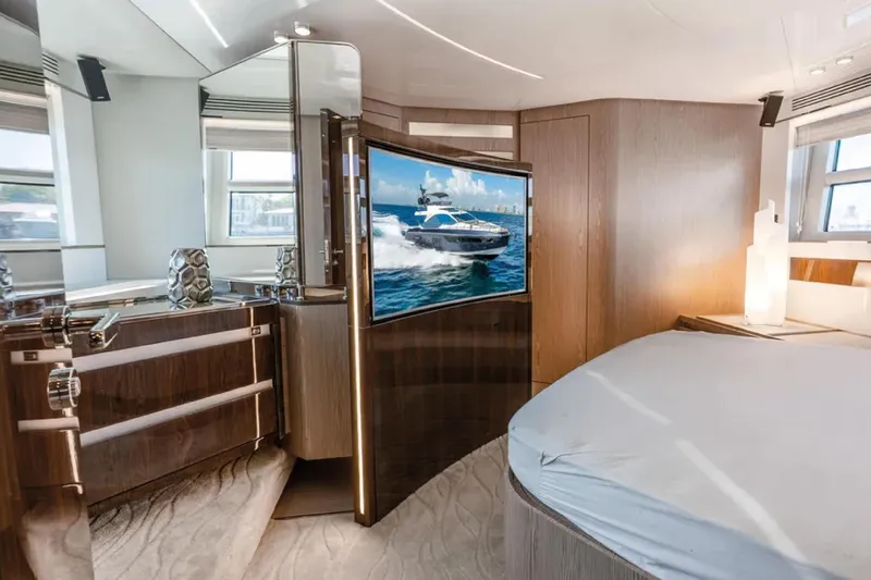 No Name Yacht Photos Pics Luxurious interior of 2019 Azimut S7 yacht with modern design and elegant furnishings.