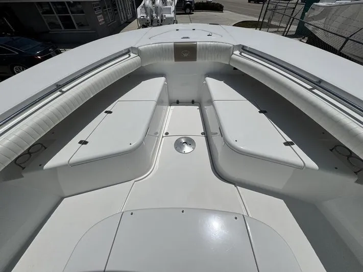  Yacht Photos Pics 2015 Southport 29 FE boat interior with white seating and sleek design.