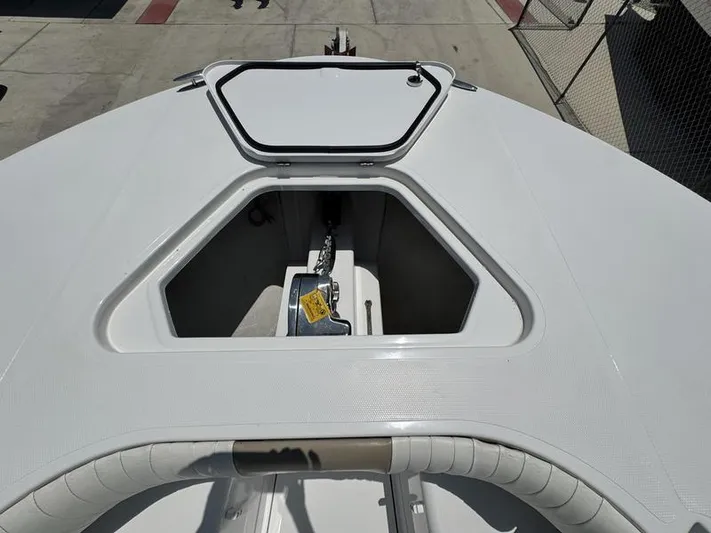  Yacht Photos Pics 2015 Southport 29 FE boat anchor compartment with open hatch.