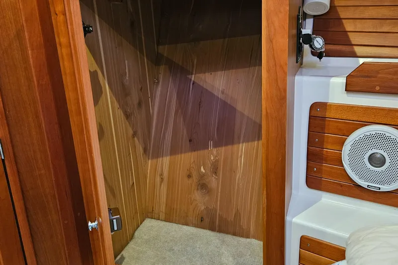 Liberty Call Yacht Photos Pics Cedar lined hanging locker to port