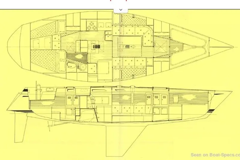  Yacht Photos Pics Blueprint of 1983 Nautor Swan 42 sailboat, showcasing interior layout and design details.