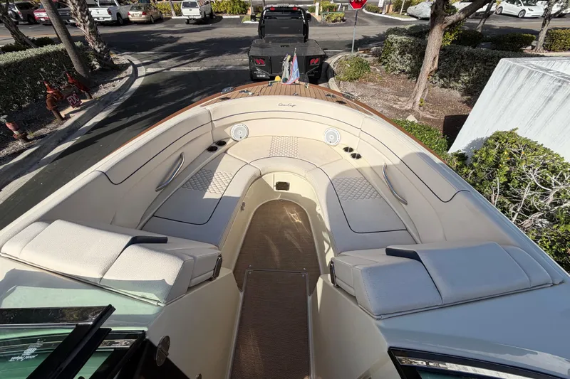  Yacht Photos Pics 2023 Chris-Craft Launch 28 GT boat interior with luxurious seating and elegant design.