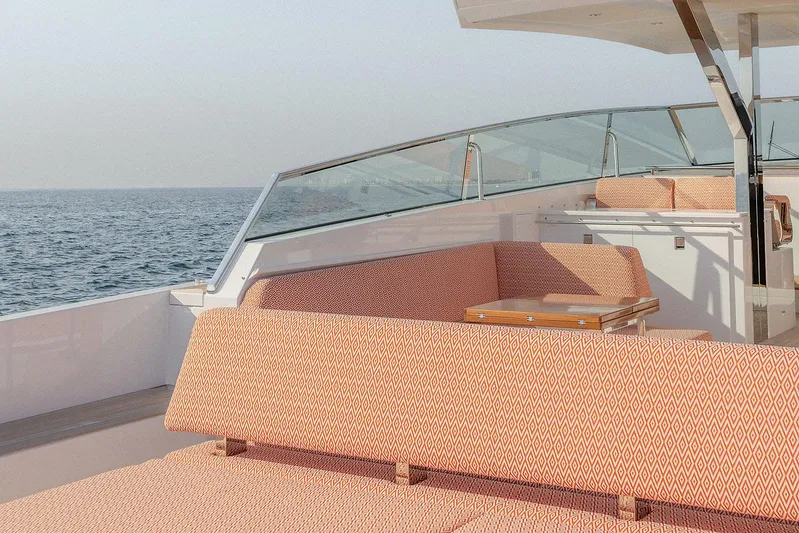  Yacht Photos Pics 2024 Delta Powerboats 60 Open yacht with elegant seating and ocean view.