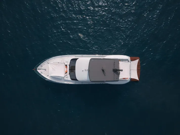  Yacht Photos Pics Aerial view of 2024 CL Yachts CLB65 luxury yacht on open water.