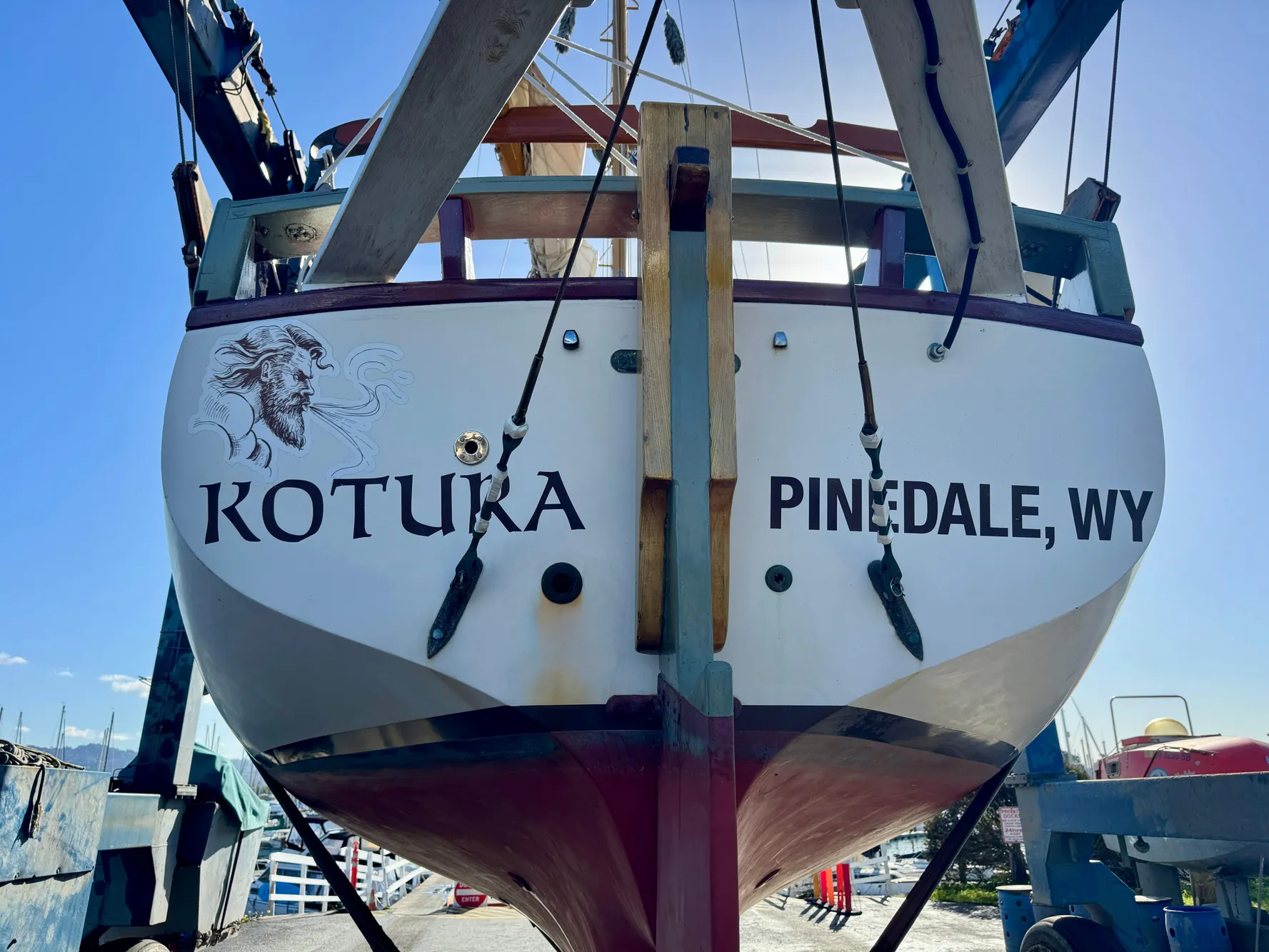 Bristol Channel Cutter 28 sailboat, 1982, named Kotura, docked in Pinedale, WY.