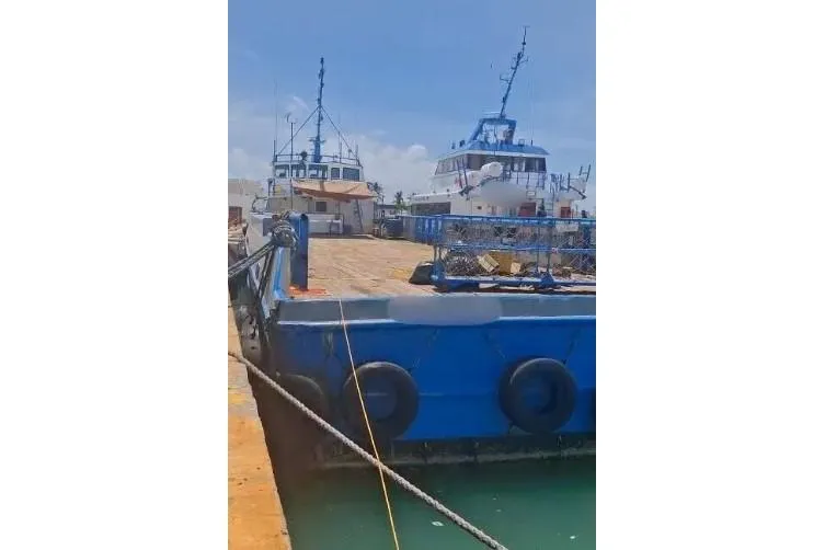  Yacht Photos Pics Custom built offshore crew vessel docked at a harbor, 2004 model.