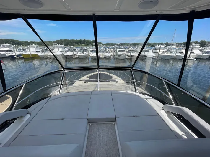 Kings' Ransom Yacht Photos Pics Luxurious 2017 Sea Ray L590 Fly yacht interior with marina view.