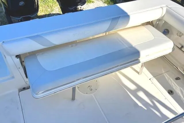  Yacht Photos Pics 2016 Boston Whaler 320 Outrage Cuddy Cabin boat seating area.