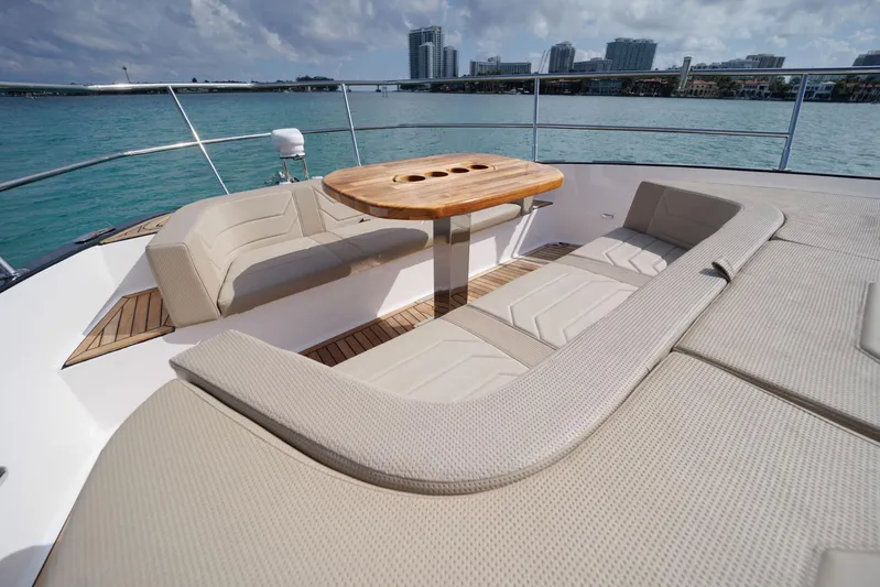  Yacht Photos Pics Luxurious seating area on 2026 Hanover 447 yacht with ocean view.