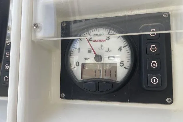 Seafox 1 Yacht Photos Pics Yanmar engine gauge on 2015 Lagoon 400 S2 catamaran, displaying 1711 hours.