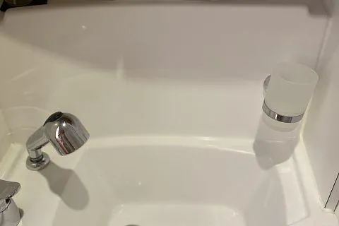 Seafox 1 Yacht Photos Pics Bathroom sink with chrome faucet in 2015 Lagoon 400 S2 yacht.