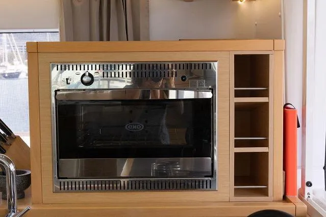Seafox 1 Yacht Photos Pics Modern kitchen oven in 2015 Lagoon 400 S2 yacht interior.