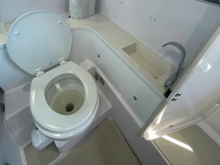  Yacht Photos Pics Modern bathroom in 2021 Axopar 37 Sun Top BRABUS Trim boat.