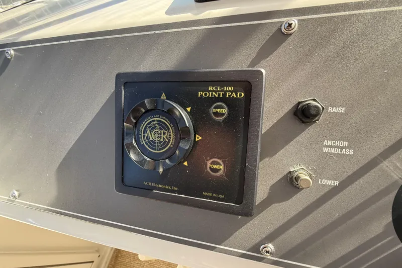 La Vie Dansante Yacht Photos Pics Control panel of a 1991 Californian 55 Cockpit Motor Yacht with ACR electronics.