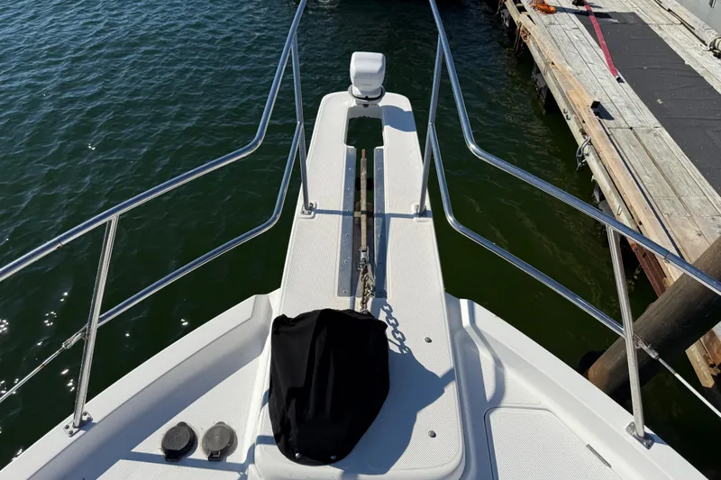 Sea Wolf Yacht Photos Pics Bow view of 1994 Bayliner 4788 Pilot House Motoryacht docked at marina.