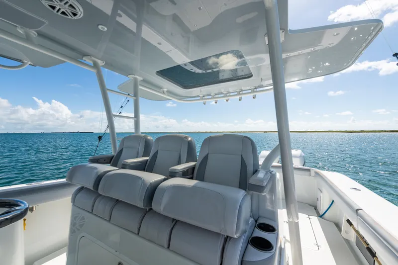  Yacht Photos Pics 2019 Yellowfin 42 Center Console boat interior with ocean view.