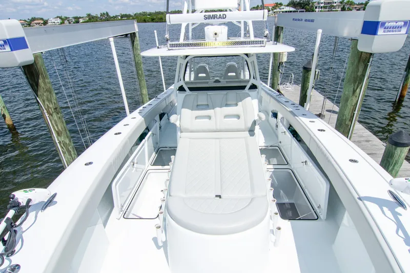  Yacht Photos Pics 2022 Freeman 37 VH boat docked, featuring spacious deck and modern design.